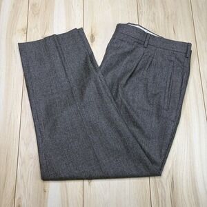 Zanella Men's Houndstooth Dress Pants Gray Size 42x28 Hemmed Pleated Trousers